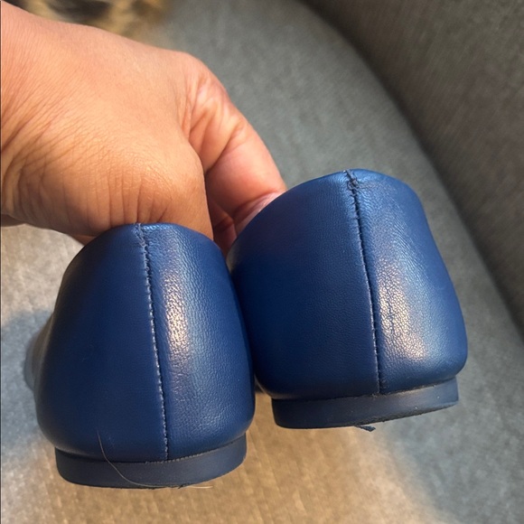 Tory Burch Blue Leather Ballet Flats with Gold Accent - Picture 8 of 8